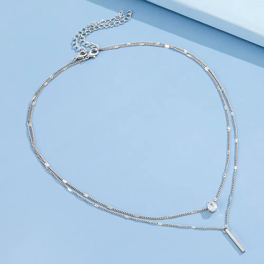 Pendant Necklace for Women Multilayer Chain Choker Fashion Female Party Shiny Jewelry Gift