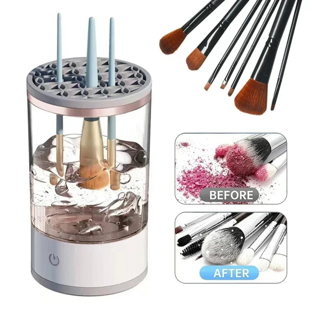 3 in 1 Automatic Electric Makeup Brush Cleaner for Women Portable Eye Shadow Brush Holder Stand Tool and Dryer Beauty Makeup