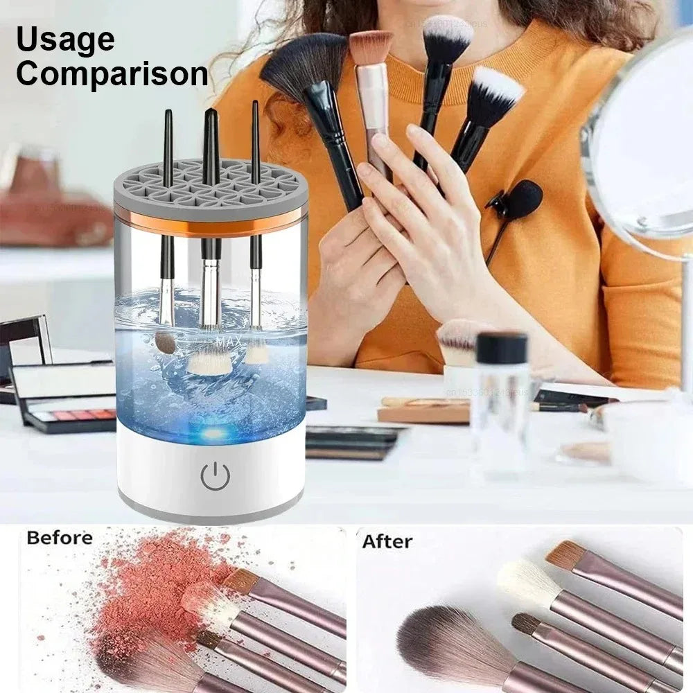 3 in 1 Automatic Electric Makeup Brush Cleaner for Women Portable Eye Shadow Brush Holder Stand Tool and Dryer Beauty Makeup