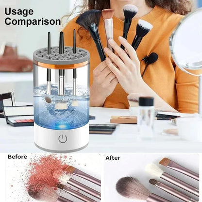 3 in 1 Automatic Electric Makeup Brush Cleaner for Women Portable Eye Shadow Brush Holder Stand Tool and Dryer Beauty Makeup