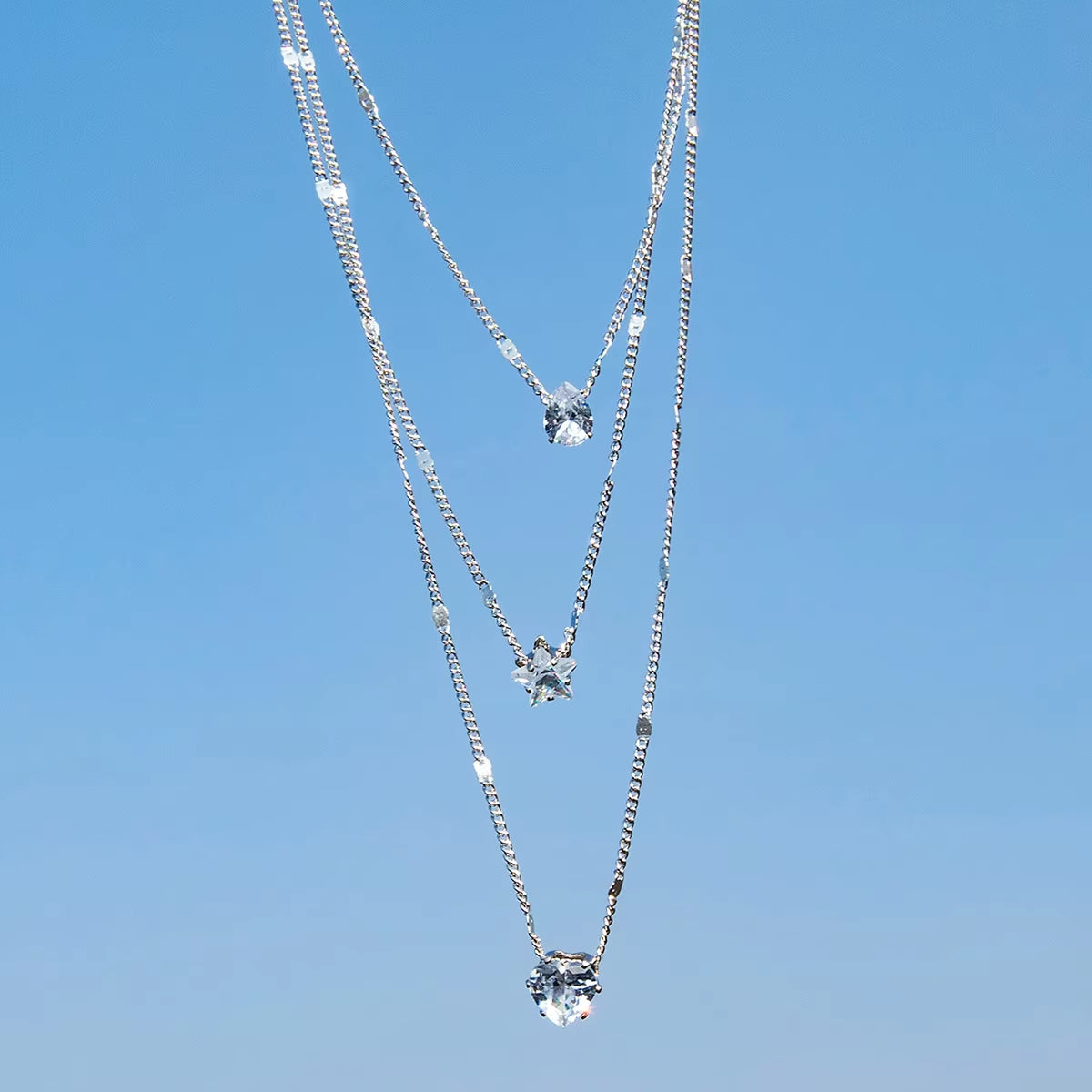 Pendant Necklace for Women Multilayer Chain Choker Fashion Female Party Shiny Jewelry Gift