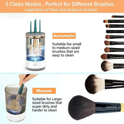 3 in 1 Automatic Electric Makeup Brush Cleaner for Women Portable Eye Shadow Brush Holder Stand Tool and Dryer Beauty Makeup