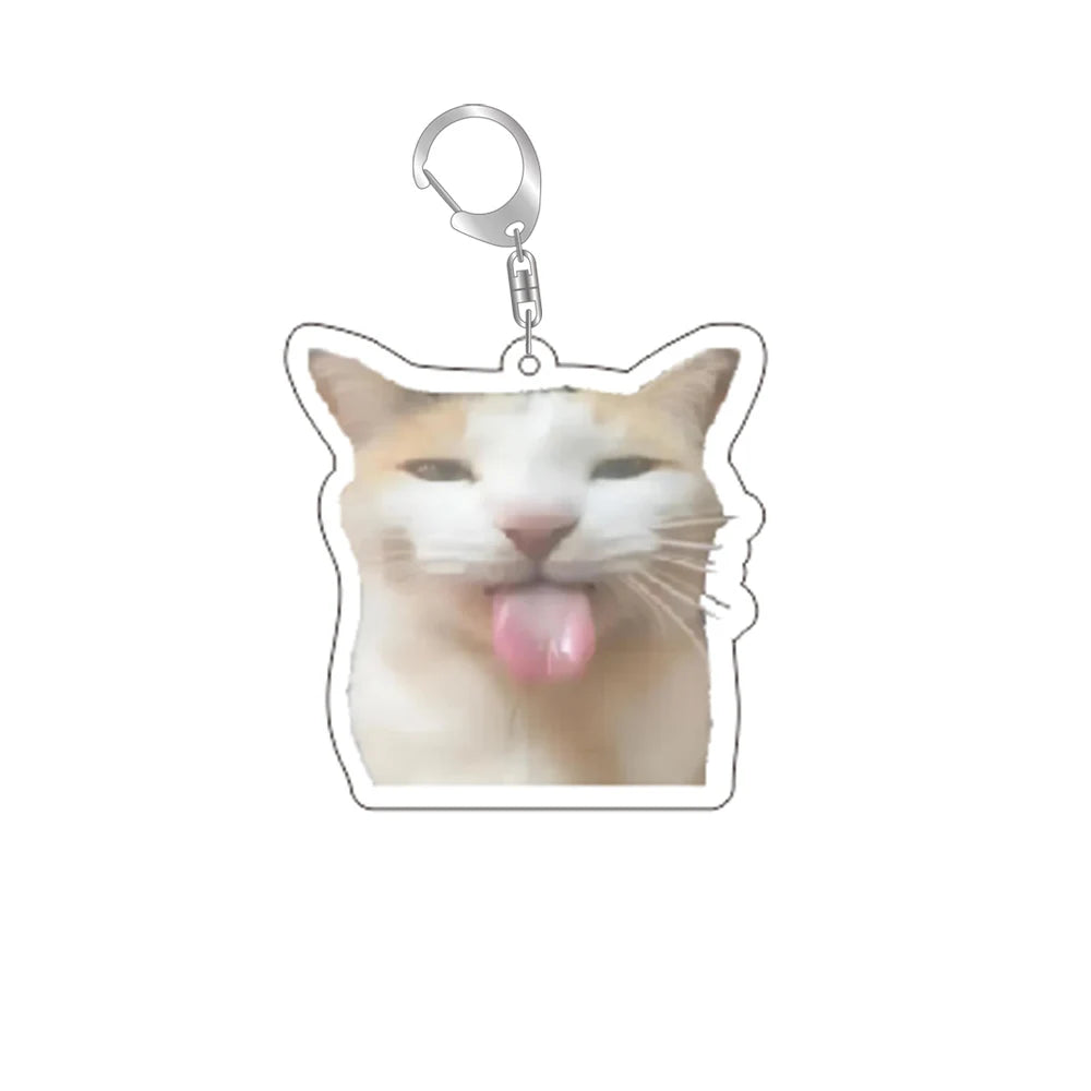 Funny Cat Memes Series Keychain Student Gift Bag Lanyard Women'S Bag Pendant Keychain Cute Things Cheap Gift for Best Friends