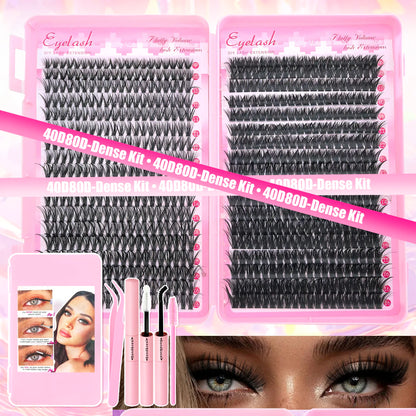 DIY Lash Extension Kit Clusters Individual Eyelashes Kit 9-16Mm with Bond and Seal Wispy Natural Mange Lashes