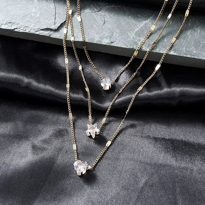 Pendant Necklace for Women Multilayer Chain Choker Fashion Female Party Shiny Jewelry Gift