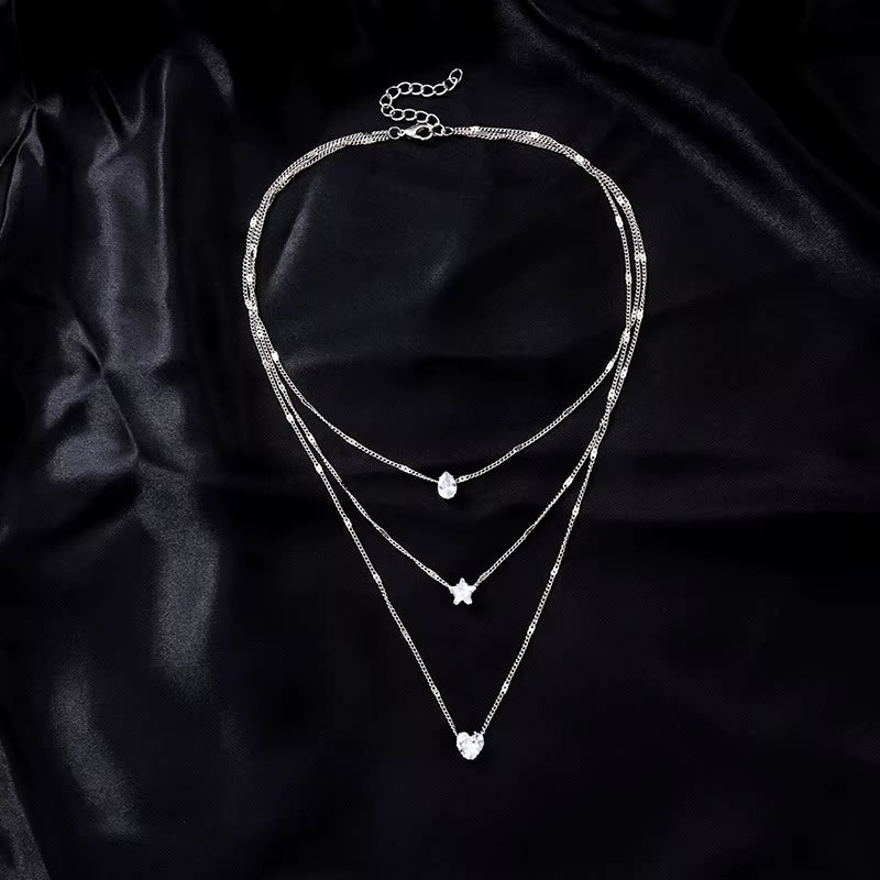 Pendant Necklace for Women Multilayer Chain Choker Fashion Female Party Shiny Jewelry Gift