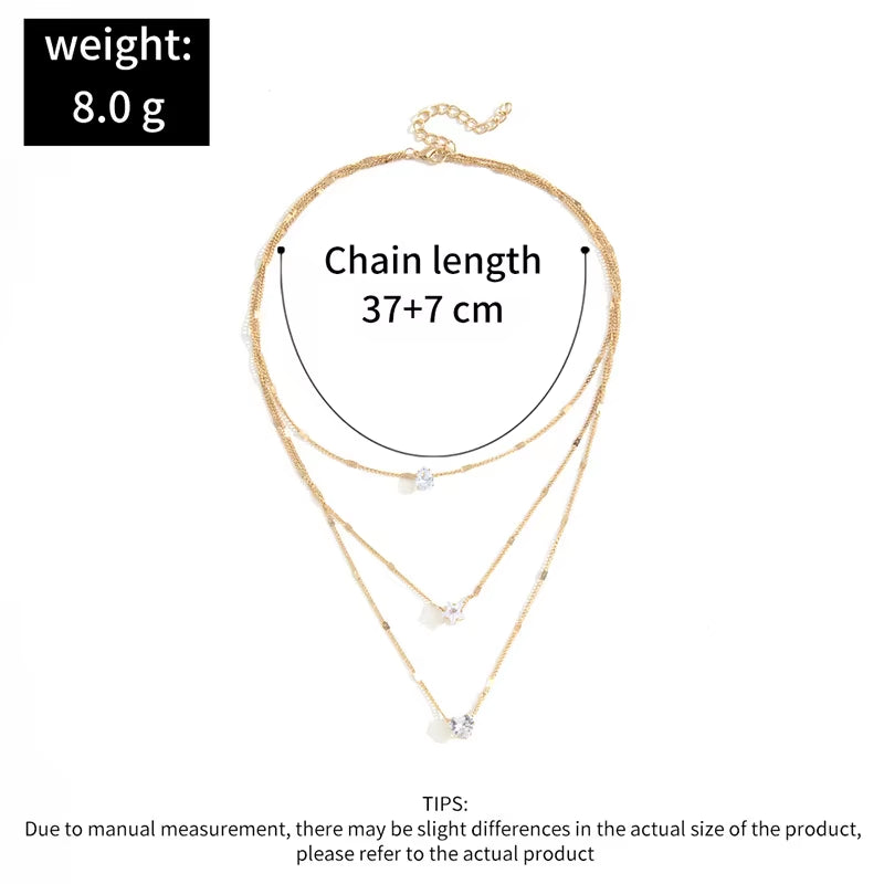 Pendant Necklace for Women Multilayer Chain Choker Fashion Female Party Shiny Jewelry Gift