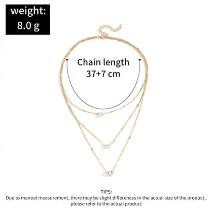 Pendant Necklace for Women Multilayer Chain Choker Fashion Female Party Shiny Jewelry Gift