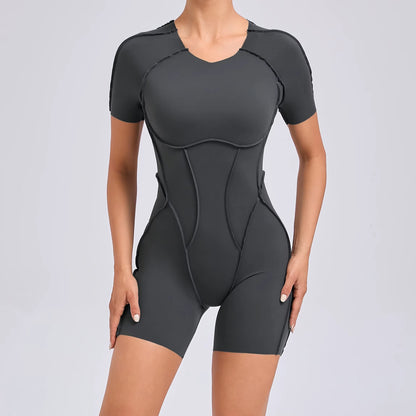 Short Jumpsuit Gym Clothes for Women Sportswear Fitness Overalls Backless Scrunch Booty Yoga Suit Sports Set Outfit