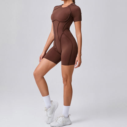Short Jumpsuit Gym Clothes for Women Sportswear Fitness Overalls Backless Scrunch Booty Yoga Suit Sports Set Outfit