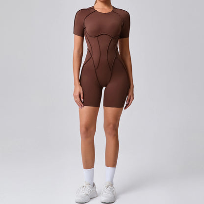 Short Jumpsuit Gym Clothes for Women Sportswear Fitness Overalls Backless Scrunch Booty Yoga Suit Sports Set Outfit