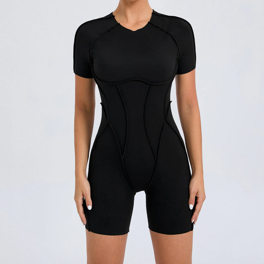 Short Jumpsuit Gym Clothes for Women Sportswear Fitness Overalls Backless Scrunch Booty Yoga Suit Sports Set Outfit