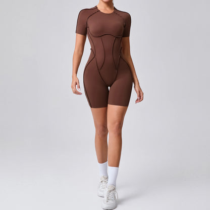 Short Jumpsuit Gym Clothes for Women Sportswear Fitness Overalls Backless Scrunch Booty Yoga Suit Sports Set Outfit