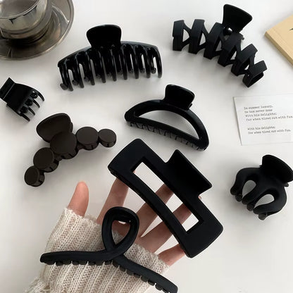 Women Elegant Black Geometric Plastic Hair Claw Lady Sweet Long Hair Holder Toothed Hair Clips Hairpins Fashion Hair Accessories