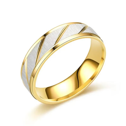 Stainless Steel Gold Color Wave Pattern Couple Ring Titanium Steel Wedding Engagement Ring Promise Ring Jewelry Gift