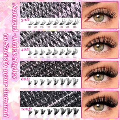 DIY Lash Extension Kit Clusters Individual Eyelashes Kit 9-16Mm with Bond and Seal Wispy Natural Mange Lashes
