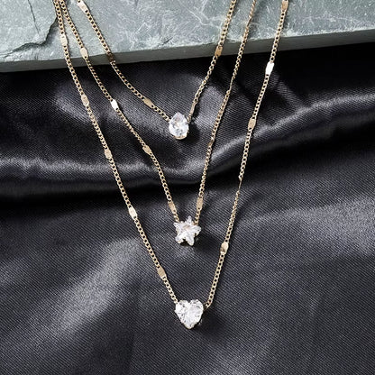 Pendant Necklace for Women Multilayer Chain Choker Fashion Female Party Shiny Jewelry Gift