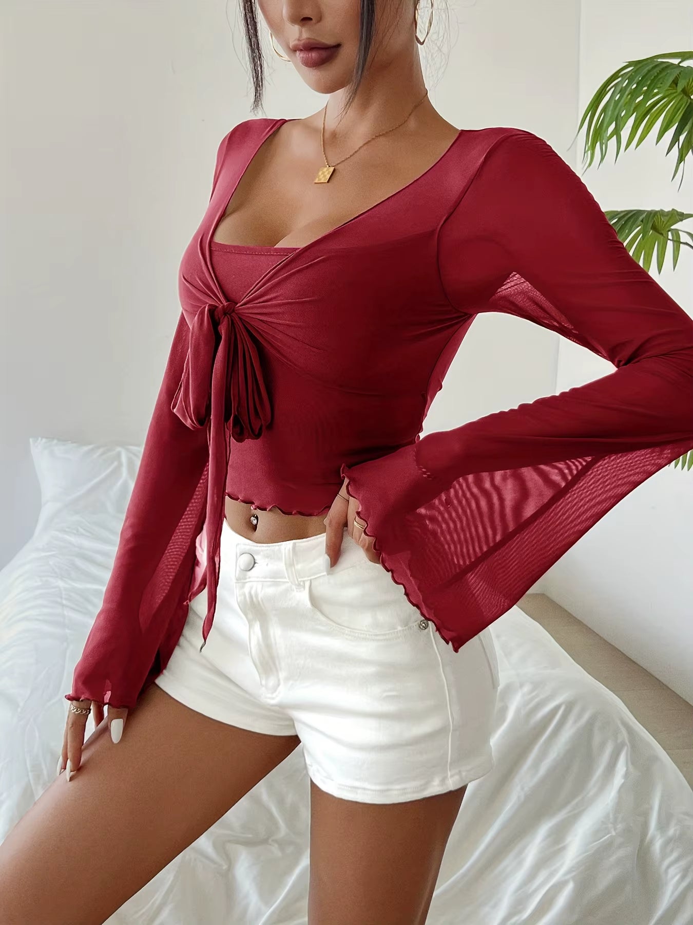 Summer Women'S Y2K Floral Printed Sweet V-Neck T-Shirts Mesh Beach Party Dress Top Flare Sleeve Square Collar Lace up Shirt 2025