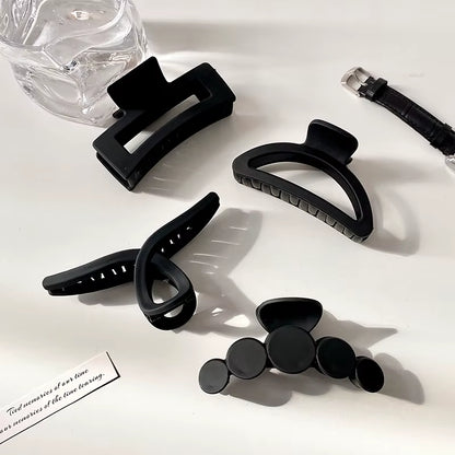 Women Elegant Black Geometric Plastic Hair Claw Lady Sweet Long Hair Holder Toothed Hair Clips Hairpins Fashion Hair Accessories