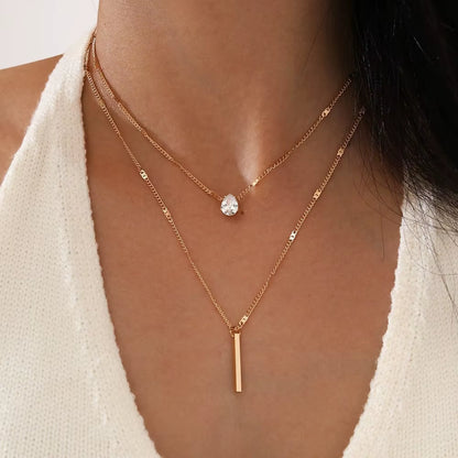 Pendant Necklace for Women Multilayer Chain Choker Fashion Female Party Shiny Jewelry Gift